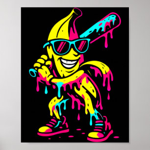 Poster Sorvete Engraçado de Banana Gotejante Crianças Jov