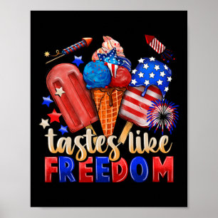 Poster Sorvete gosta de liberdade 4 de julho Fl Americano