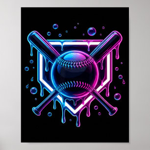 Poster Sorvete Gotejante de Beisebol Bastão Crianças