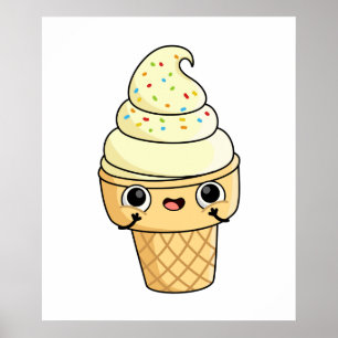 Poster Sorvete Kawaii bonito