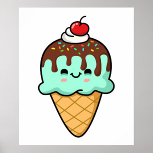 Poster Sorvete Kawaii Cute Cone