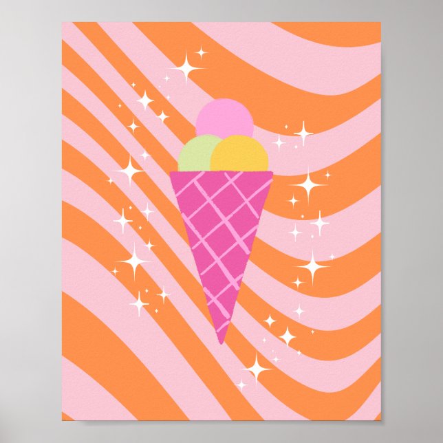 Poster Sorvete rosa e laranja, Arte Sorvete, Pré-disquete (Frente)