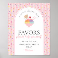 Sorvete Sundae Heres o Scoop Sweet Favor Sign