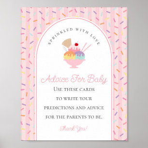 Poster Sorvete Sundae Sprinkled with Love Baby Advice