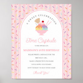 Poster Sorvete Sundae Sweet One Birthday Time Capule