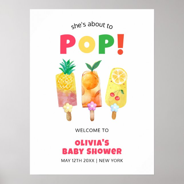Poster Sorvete tropical Fruta Pop bem-vindo (Frente)