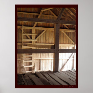 Poster Sótão da escada & foto rural dos celeiros velhos