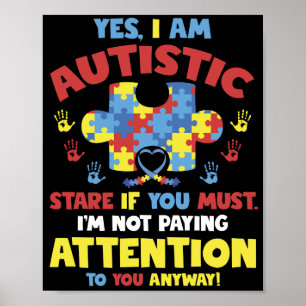Poster Sou Autista Stare Não Estou Prestando Atenção