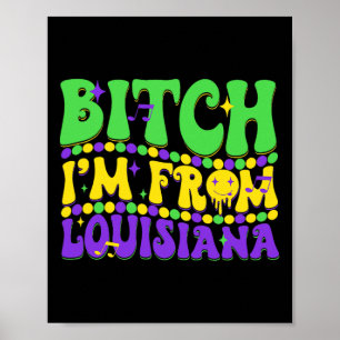 Poster Sou de Louisiana Mardi Gras Fleur De Lis Fat Tue