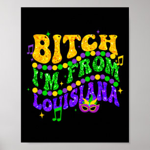 Poster Sou de Louisiana Mardi Gras Fleur De Lis Fat Tue