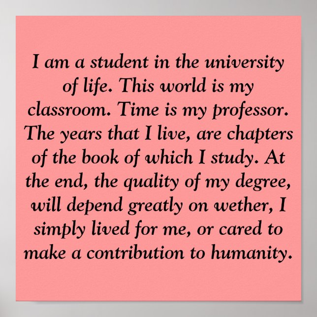Pôster Sou estudante na universidade da vida. Isto... (Frente)