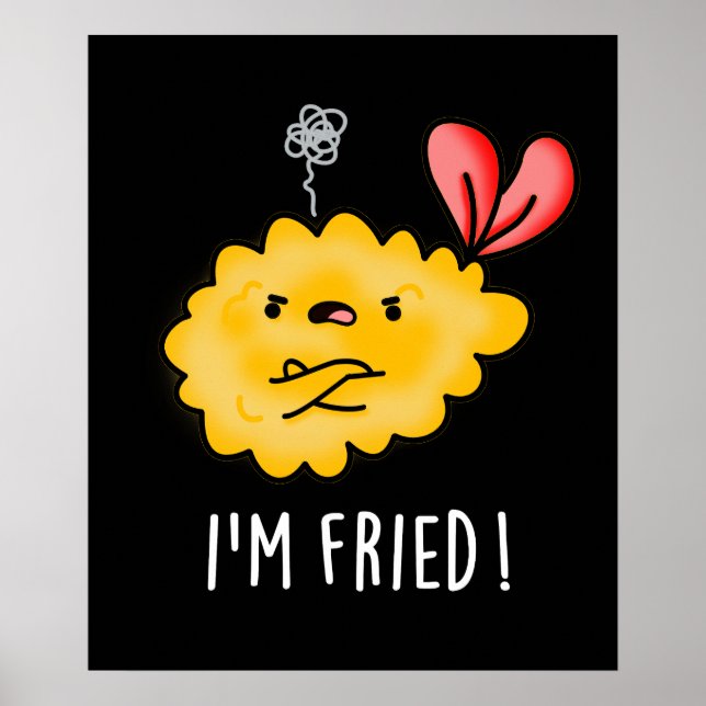 Poster Sou Fried Engraçado Tempura Sushi Pun Dark BG (Frente)