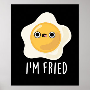 Poster Sou Fried Funny Fried Egg Pun Dark BG