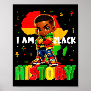 Poster Sou história negra meninos afro-americanos negros