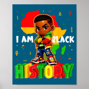 Poster Sou história negra meninos afro-americanos negros