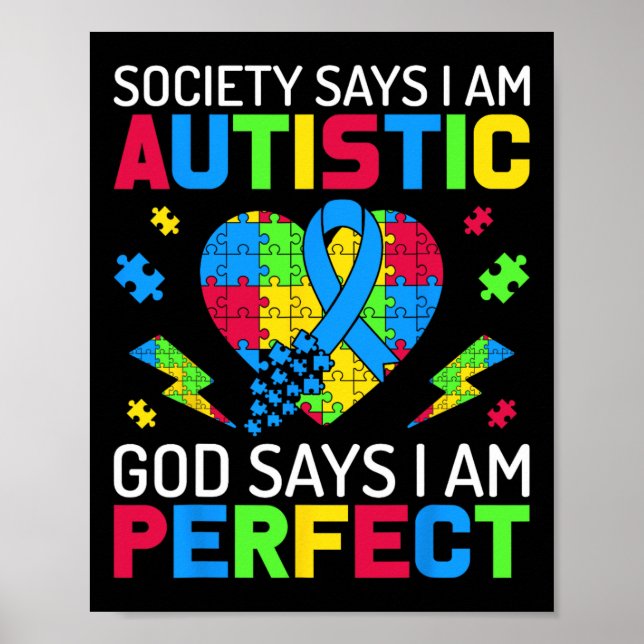 Poster Sou perfeito para a conscientização sobre o Autism (Frente)