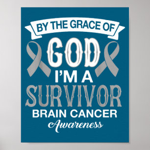 Poster Sou sobrevivente da consciência do câncer cerebral