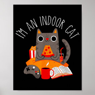 Poster Sou Um Gato Doméstico Divertido Lendo Café Gamer G