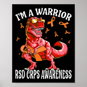 Poster Sou Um Guerreiro Rsd Crps Conscientização Dinossau