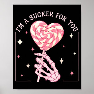 Poster Sou um otário para você Skeleton Heart Candy Valen