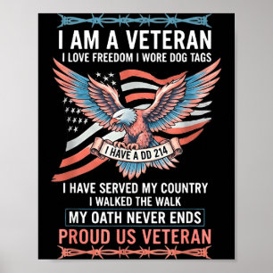 Poster Sou um veterano amo liberdade usei dog tags tenho 