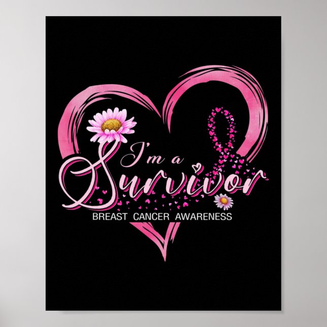 Poster Sou uma fita rosa de consciência sobre Cancer de s (Frente)