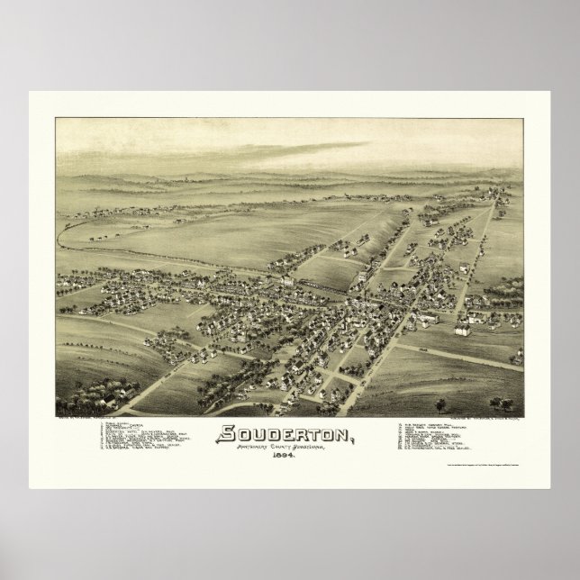 Pôster Souderton, PA Panorâmica - 1894 (Frente)