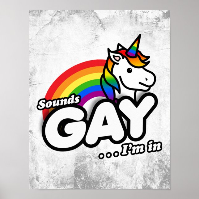 Poster Sounds Gay I'm In - Cute Unicorn Rainbow (Frente)