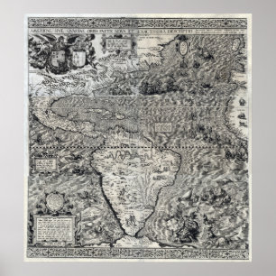 Poster South and Part of North America - Panoramic