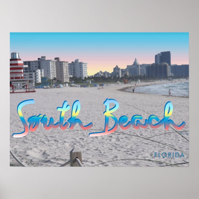Poster South Beach Miami, Florida City View (Frente)