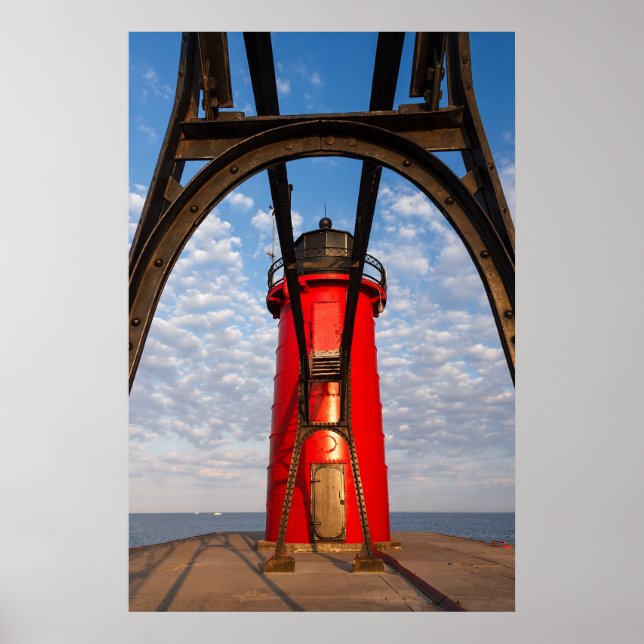 Poster South Haven, Michigan Lighthouse and Catwalk Print (Frente)