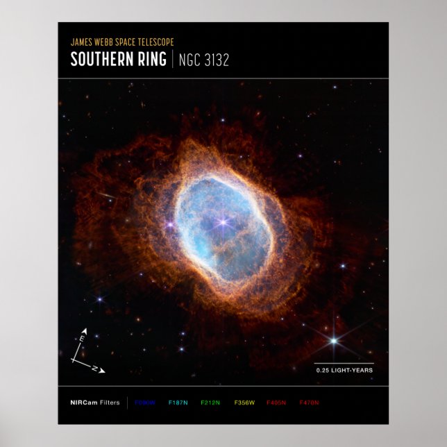 Poster Southern Ring Nebula Space James Webb Telescópio (Frente)