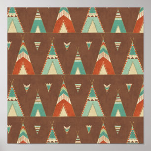 Poster Southwest Geo Step   Teal Teepee Pattern