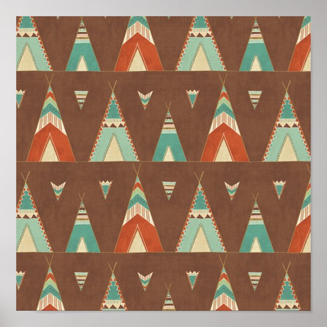 Poster Southwest Geo Step | Teal Teepee Pattern (Frente)