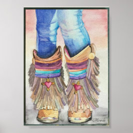 Poster Southwestern Boots Art Print Suitable for Framing