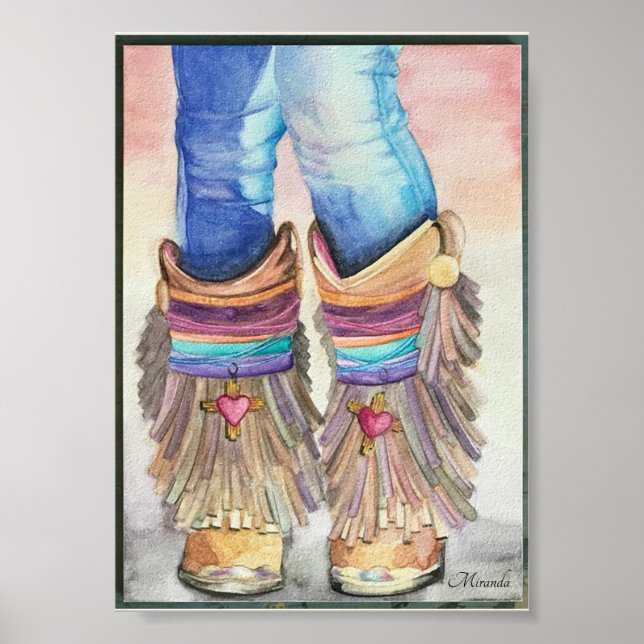 Poster Southwestern Boots Art Print Suitable for Framing (Frente)