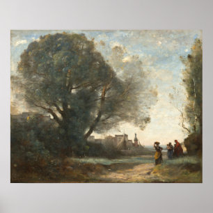 Poster Souvenir of Terrace, Jean-Baptiste-Corot Fine Art