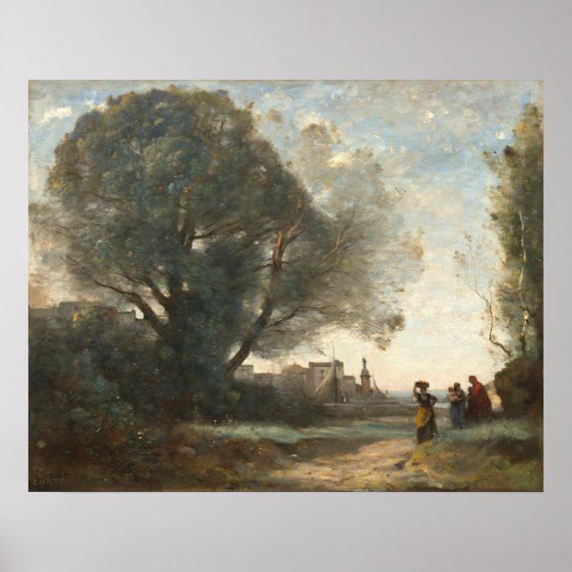 Poster Souvenir of Terrace, Jean-Baptiste-Corot Fine Art (Frente)
