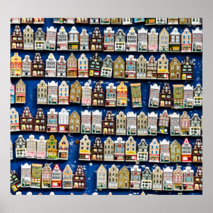 Poster Souvenirs holandesas, cena da rua de Amsterdã.