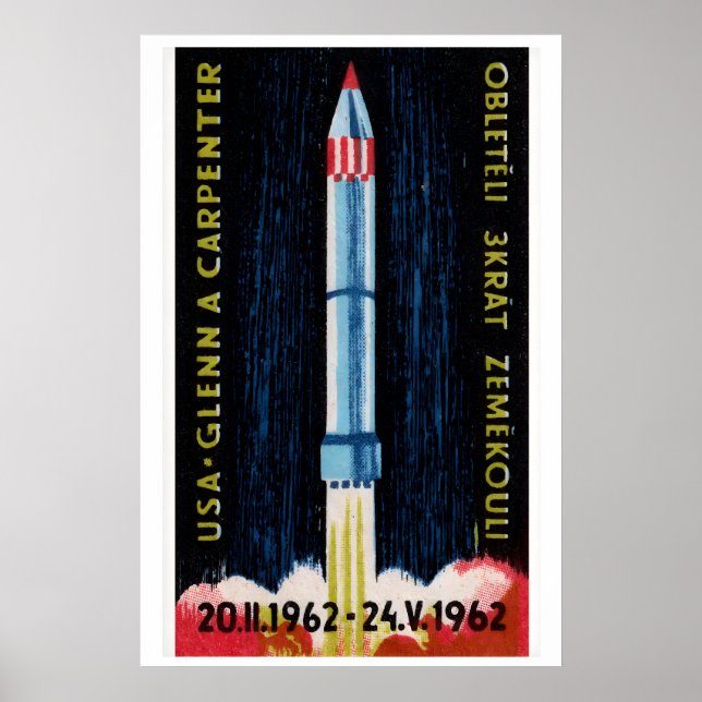 Poster Soviet Rocket Launch 1962 Astronaut - Matchbox (Frente)