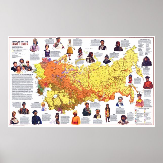 Poster "Sowjetunion: 1976 - Detaillierte Völkerkarte ... (Frente)