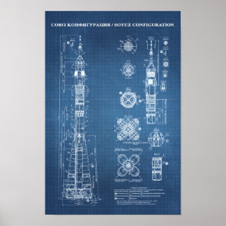 Poster Soyuz Spacecraft Blueprint