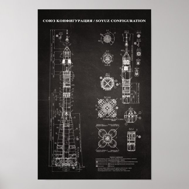 Poster Soyuz Spacecraft Blueprint (Frente)