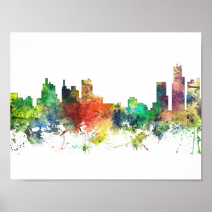 POSTER SP DA SKYLINE DE DETROIT, MICHIGAN -