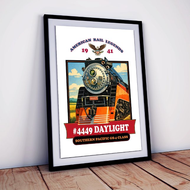 Poster SP GS-4 Daylight 4449 Steam Locomotive Retro Print (SP GS-4 Daylight 4449 Steam Locomotive Retro Print. Poster)