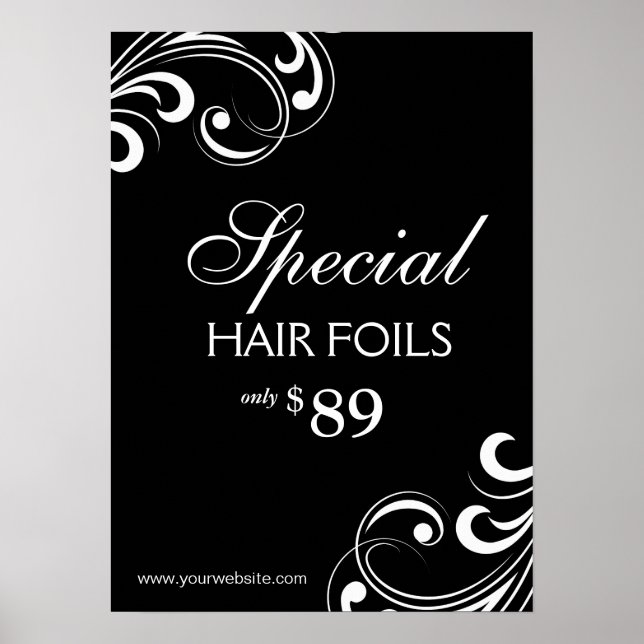 Poster Spa Black & White Swirls do HAIR Salon (Frente)