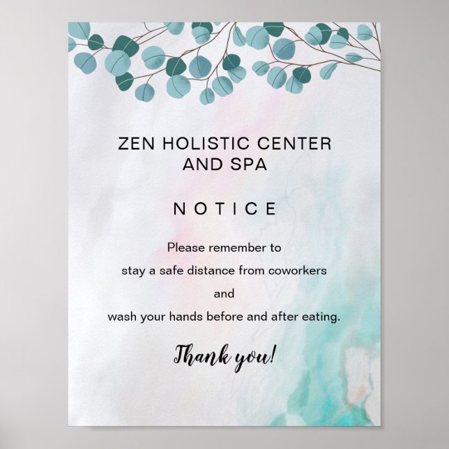 Poster Spa COVID Segurança Sala de Segurança Teal Black W (Frente)