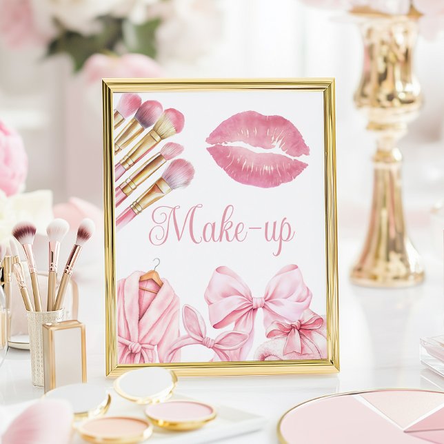 Poster Spa Party Pink Birthday Make-up Sign (Criador carregado)
