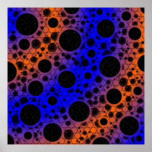 Poster Space Bubble Spots - Blue/Orange (Frente)