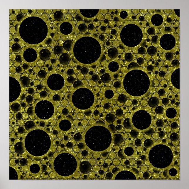 Poster Space Bubble Spots - Glitter Gold (Frente)